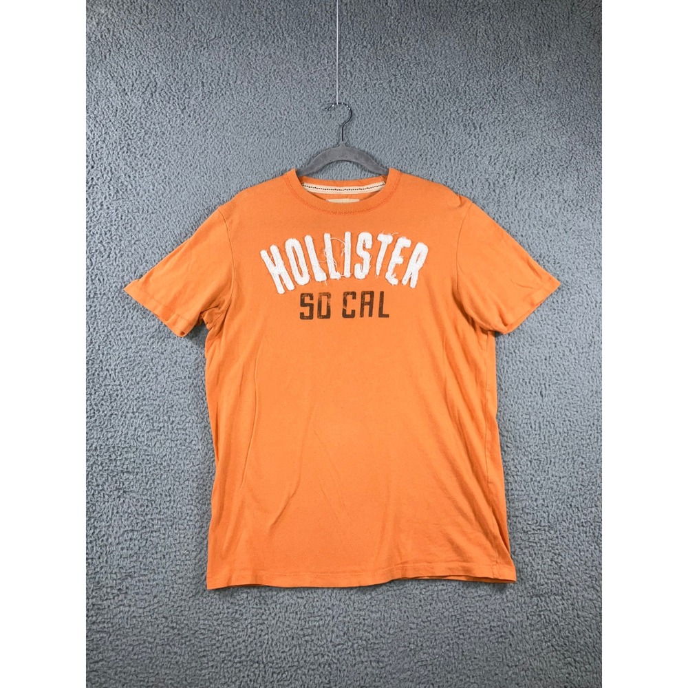 Hollister‎ So Cal T-Shirt Men XL Orange Cotton Short Sleeve Graphic Tee Y2K